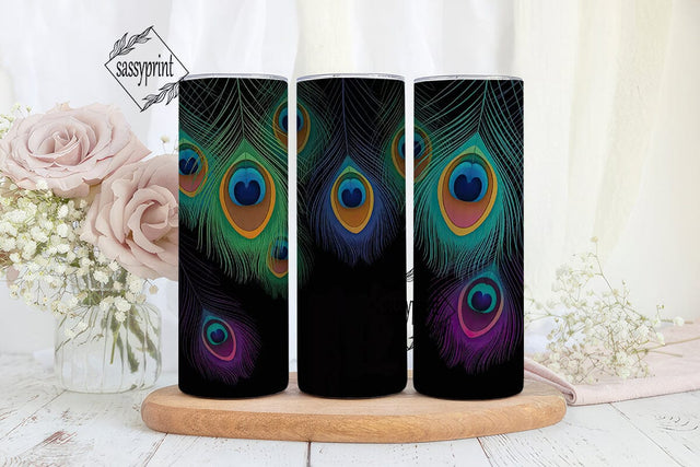 Peacock Feathers 20oz Tumbler Wrap Sublimation sassyprint 
