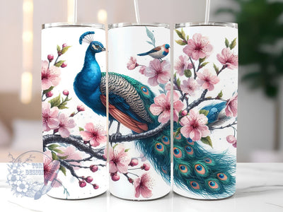 Peacock Floral Sublimation Design Tumbler Wrap PNG, Skinny Straight 20 oz Tumbler, Tumbler PNG, Straight & Tapered Tumbler Wrap PNG, Instant Digital Download PNG Sublimation ToriDesigns 