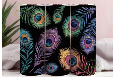 Peacock Glitter 20oz Tumbler Wrap Sublimation PixelChick 