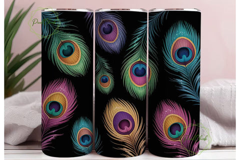 Peacock Glitter 20oz Tumbler Wrap Sublimation PixelChick 