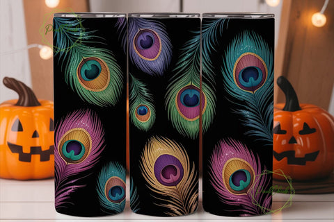 Peacock Glitter 20oz Tumbler Wrap Sublimation PixelChick 