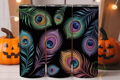 Peacock Glitter 20oz Tumbler Wrap Sublimation PixelChick 