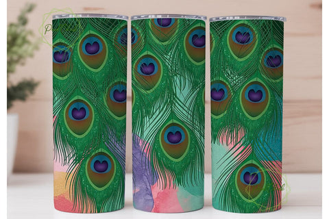 Peacock Glitter 20oz Tumbler Wrap Sublimation PixelChick 