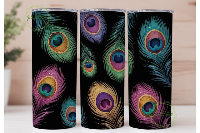Peacock Glitter 20oz Tumbler Wrap Sublimation PixelChick 