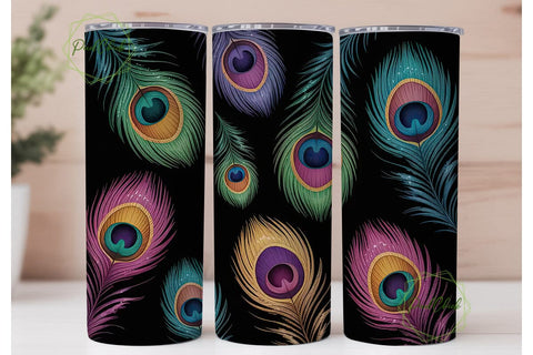 Peacock Glitter 20oz Tumbler Wrap Sublimation PixelChick 