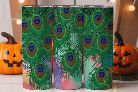 Peacock Glitter 20oz Tumbler Wrap Sublimation PixelChick 