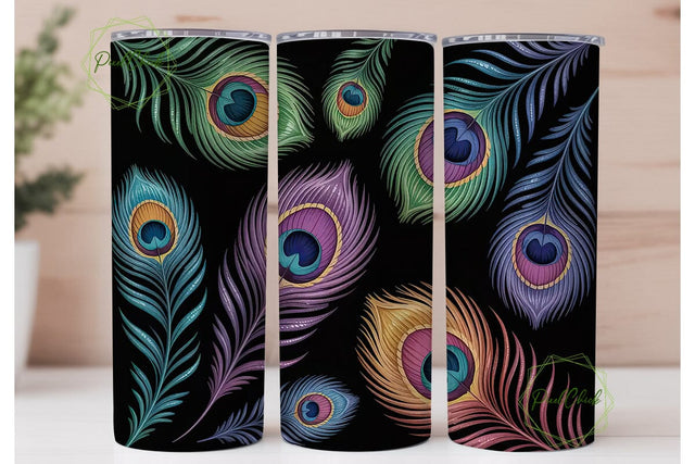 Peacock Glitter 20oz Tumbler Wrap Sublimation PixelChick 