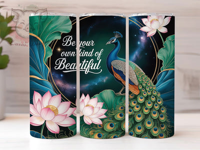 Peacock Inspire Beauty Tumbler, Motivational Quote, Beautiful Design, Inspirational Style, Elegant Feathers, 20Oz Tumbler, Sublimation Wrap Sublimation Lara' s Designs 