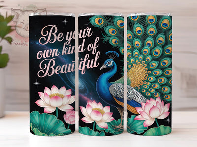 Peacock Inspire Beauty Tumbler, Motivational Quote, Beautiful Design, Inspirational Style, Elegant Feathers, 20Oz Tumbler, Sublimation Wrap Sublimation Lara' s Designs 