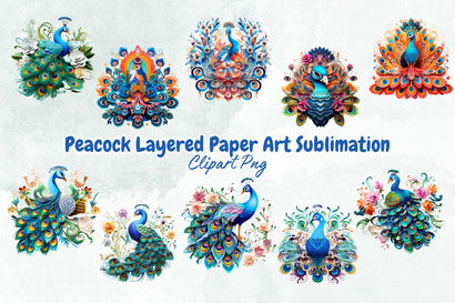 Peacock Layered Paper Art Sublimation Bundle Sublimation Designangry 