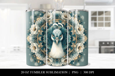 Peacock Mandala 20oz Tumbler Sublimation Design Sublimation BijouBay 