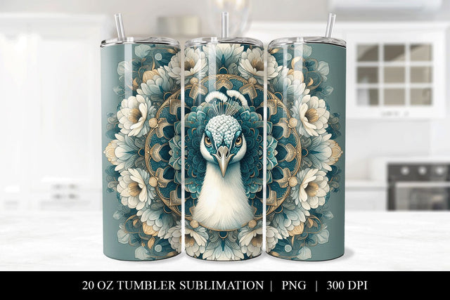 Peacock Mandala 20oz Tumbler Sublimation Design Sublimation BijouBay 