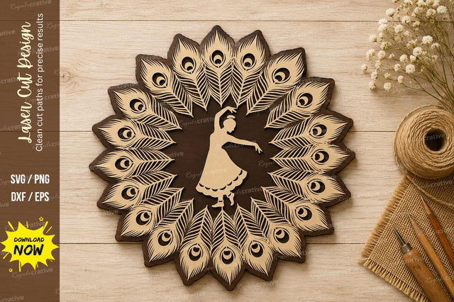 Peacock Mandala Laser Cut SVG Design SVG Regulrcrative 
