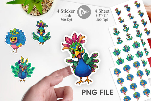 Peacock Mardi Gras Vol 2 Sticker Sublimation artnoy 