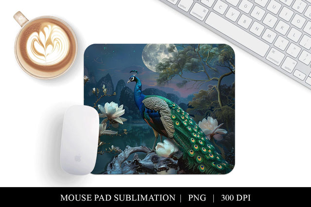 Peacock Mouse Pad |Pretty Landscape Mousepad Design Sublimation BijouBay 