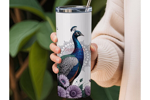 Peacock Sunflower 20oz Tumbler Wrap Sublimation DesignSVG 