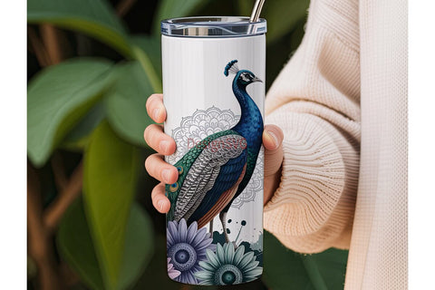 Peacock Sunflower 20oz Tumbler Wrap Sublimation DesignSVG 