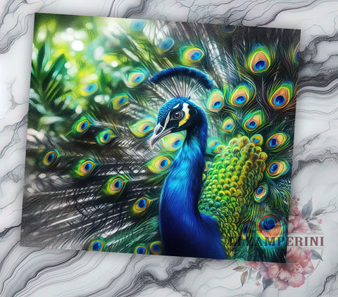 Peacock Tumbler Design, 20oz Tumbler, Sublimation PNG, Colorful Peacock Drinkware, Feather Design Tumbler, Tropical Theme Tumbler, Bird Lover Gift, Nature Inspired Tumbler Sublimation Li Zamperini 