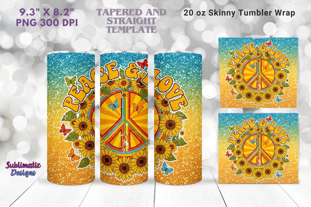Peade & Love 20 oz Skinny Tumbler Wrap | Tumbler Wrap for Sublimation | 20 oz Skinny Tumbler Wrap Sublimation Sublimatiz Designs 