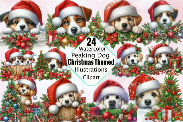 Peaking Dog Christmas Themed Sublimation Clipart Bundle Sublimation SVGArt 