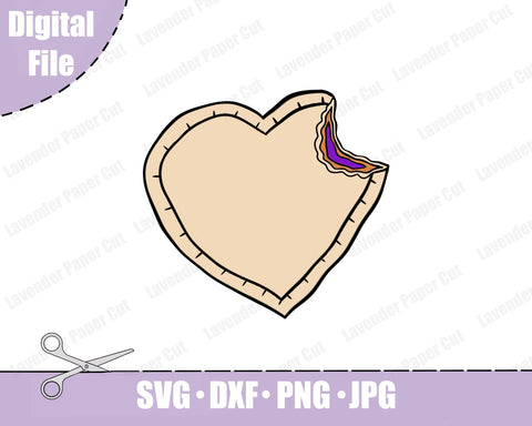 Peanut Butter and Jelly Sandwich Heart SVG Cutting file for Circuit and Silhouette, PNG, JPG SVG Lavender Paper Cut 