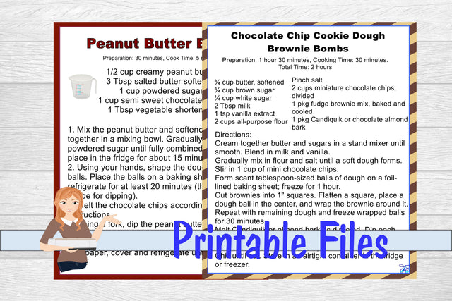 Peanut Butter Balls & Brownie Bombs Recipe Cards 3D Paper Family Creations 