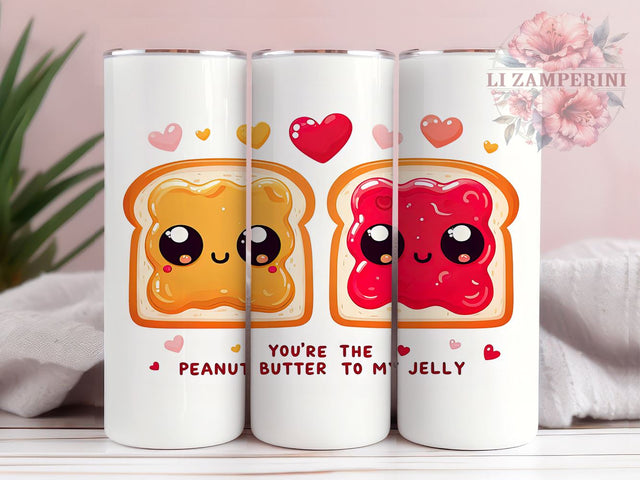 Peanut Butter Jelly 20oz Tumbler Wrap, Cute Couple Cup, 20oz Sublimation, Sweet Gift for Her, Friendship Drinkware, Love You Tumbler, Foodie Gift Sublimation Li Zamperini 