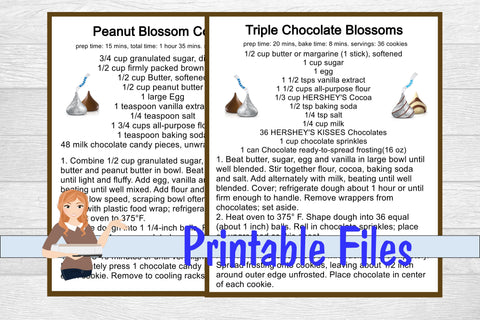 Peanut Butter & Triple Chocolate Blossoms Recipe Cards 3D Paper Family Creations 
