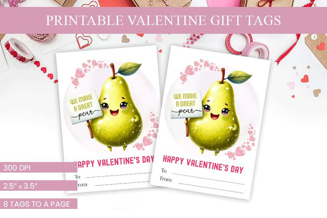 Pear-fect Match Valentine's Gift Tags - Charming Printable Labels Sublimation BijouBay 