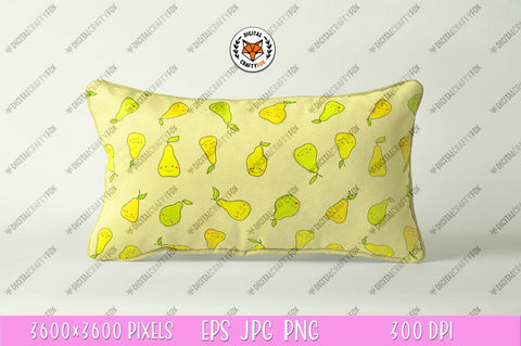 Pear Seamless Pattern Bundle, Kawaii Pear Digital Paper Digital Pattern Digital Craftyfox 