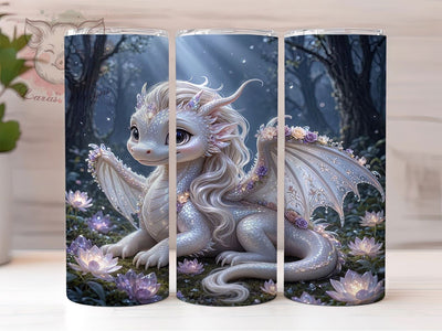Pearl Dragon Floral 20oz Tumbler, Dragon Motif, Pearl Accent, Floral Theme, Artistic Design, Elegant Flair, Sublimation Wrap, 20oz Tumbler Sublimation Lara' s Designs 