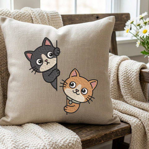 Peekaboo Cats Embroidery Design – Cute Kittens Peeking Funny Cat Machine Embroidery File Embroidery/Applique DESIGNS PatternFeed8 
