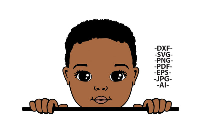 Peeking Black Boy SVG Clipart PNG DXF PDF EPS JPG AI Cute Baby Face Design for Cricut Crafts Shirts Stickers and Nursery Décor SVG 1uniqueminute 