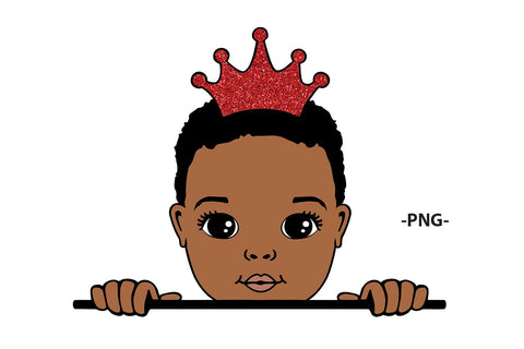 Peeking Black Boy SVG with Blue Glitter Crown PNG DXF PDF EPS JPG AI Cute Prince Clipart for Baby Shower Crafts and Cricut Projects SVG 1uniqueminute 