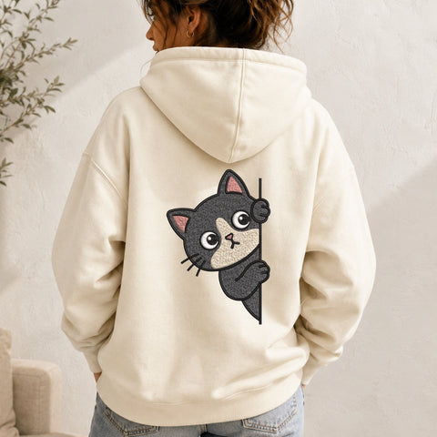 Peeking Black Cat Embroidery Design – Cute Kitty Machine Embroidery File, Cat Peeking Around Corner, Funny Cat Lover Design Embroidery/Applique DESIGNS PatternFeed8 