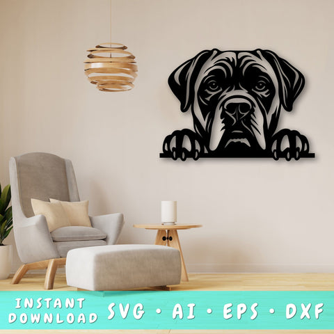 Peeking Cane Corso Laser SVG, Dog Laser Cut Design, Pet Lover Gift, Digital Download, Dog Art, Laser Engraving File SVG HappyDesignStudio 