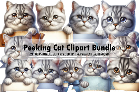 Peeking Cat Clipart Bundle Sublimation Rupkotha 