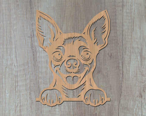 Peeking Chihuahua Laser SVG, Cute Dog Laser Cut, Pet Lover Design, Digital Download, Dog Art, Laser Engraving File SVG HappyDesignStudio 