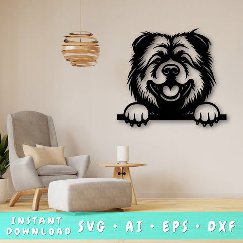 Peeking Chow Chow Laser SVG, Dog Laser Cut Design, Pet Lover Gift, Digital Download, Dog Art, Laser Engraving File SVG HappyDesignStudio 