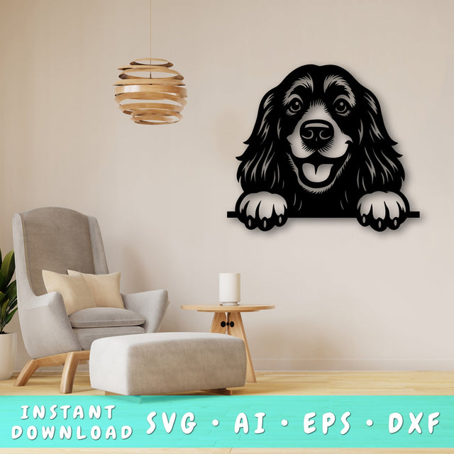 Peeking Cocker Spaniel Laser SVG, Dog Laser Cut Design, Pet Lover Gift, Animal Art, Digital Download, Laser Engraving SVG HappyDesignStudio 