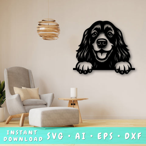 Peeking Cocker Spaniel Laser SVG, Dog Laser Cut Design, Pet Lover Gift, Animal Art, Digital Download, Laser Engraving SVG HappyDesignStudio 