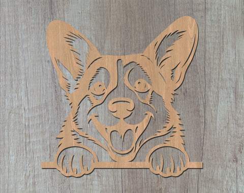 Peeking Corgi Laser SVG, Dog Paw Print, Pet Lover Cut File, Animal Art, Laser Cut, Digital Download SVG HappyDesignStudio 