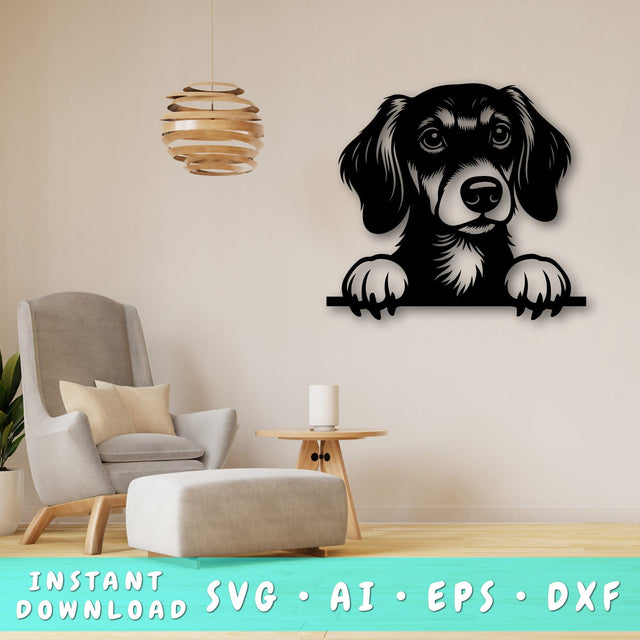 Peeking Dachshund Laser SVG, Cute Dog Laser Cut, Pet Lover Design, Animal Art, Digital Download, Laser Engraving SVG HappyDesignStudio 