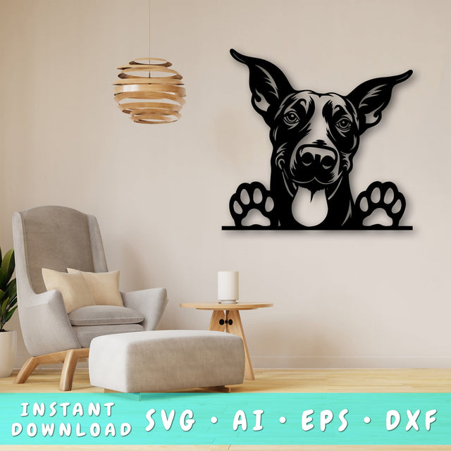 Peeking Doberman SVG, Dog Laser Cut Design, Pet Lover Gift, Animal Art, Digital Download, Laser Cut SVG HappyDesignStudio 