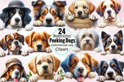 Peeking Dog Breed Clipart Bundle Sublimation SVGArt 