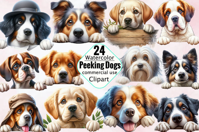 Peeking Dog Breed Clipart Bundle Sublimation SVGArt 
