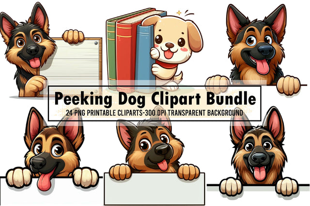 Peeking Dog Clipart Bundle Sublimation designartist 