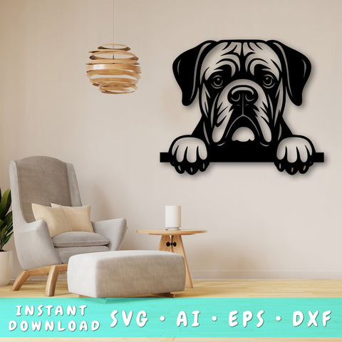 Peeking English Bulldog Laser SVG, Dog Laser Cut, Pet Lover Design, Bulldog Art, Digital Download, Laser Engraving SVG HappyDesignStudio 