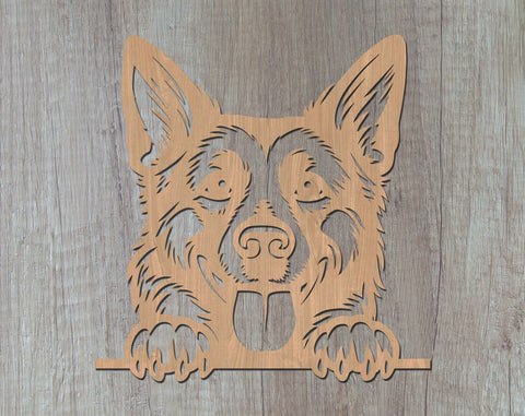 Peeking German Shepherd Laser SVG, Dog Paw Print, Pet Lover Cut File, Animal Art, Laser Cut, Digital Download SVG HappyDesignStudio 