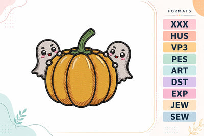 Peeking Ghosts Behind Pumpkin Halloween Embroidery Design Embroidery/Applique DESIGNS sg embroidery 